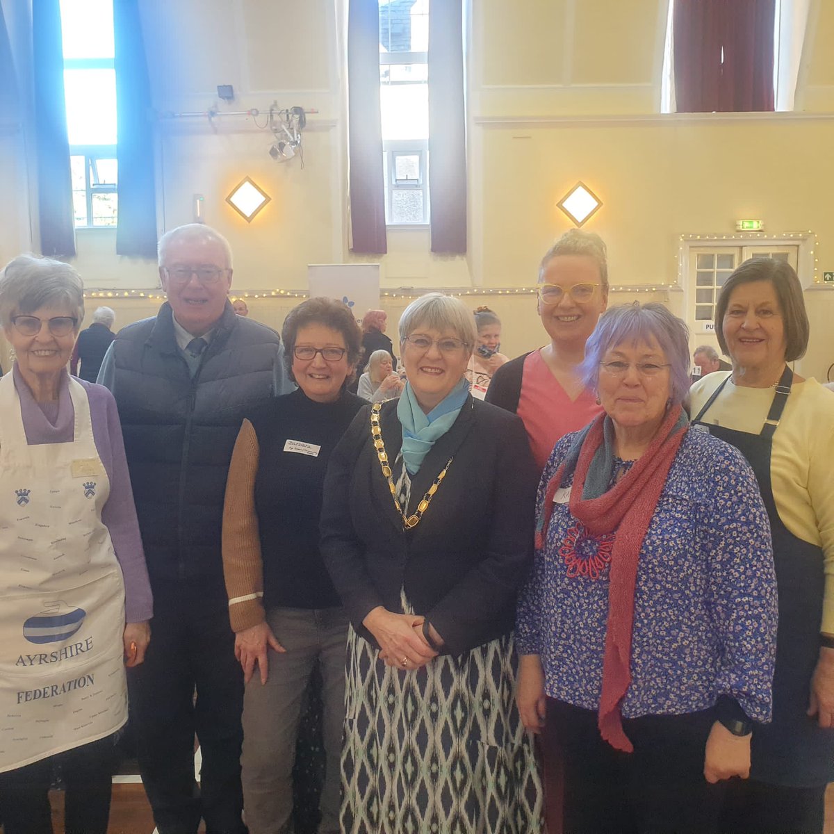 Anthea_Dickson's tweet photo. How to #AgeWell was VERY popular today in #WestKilbrideVillageHall. Great support from various organisations & fabulous food for attendees. Thanks to #KayHall & #CllrEleanorCollier for the invite & #CllrDLReid for his support as #OldePeoplesChampion. #community #sharinginfo https://t.co/C6iMG87oHS