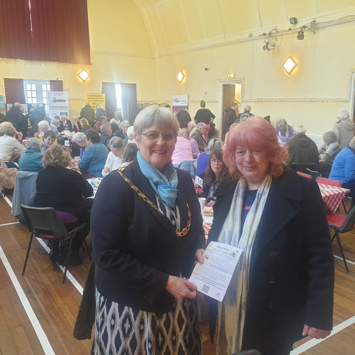 Anthea_Dickson's tweet photo. How to #AgeWell was VERY popular today in #WestKilbrideVillageHall. Great support from various organisations & fabulous food for attendees. Thanks to #KayHall & #CllrEleanorCollier for the invite & #CllrDLReid for his support as #OldePeoplesChampion. #community #sharinginfo https://t.co/C6iMG87oHS