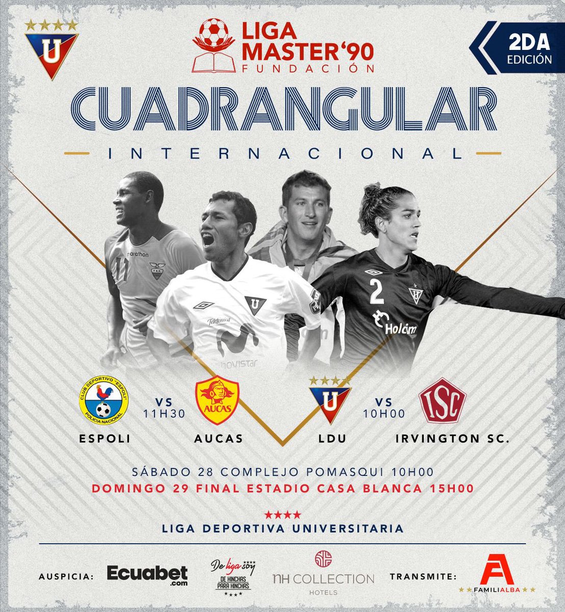 ldsamaniego's tweet photo. A todos los amigos que nos quieran acompañar, les comunico que hubo cambio de hora de los partidos: LDU Máster vs Irvington a las 10:00 am y Aucas vs Espoli a las 11:30 https://t.co/z44TVdF2O9