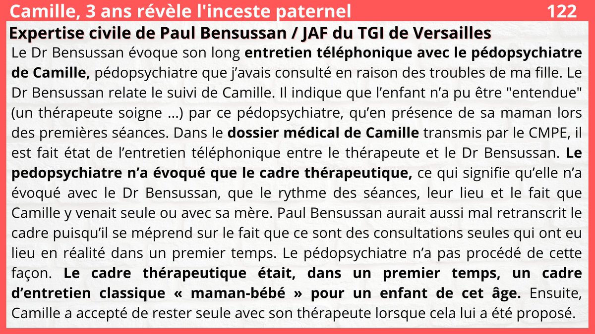 Camille_Inceste's tweet photo. #BalanceTonExpertise #BalanceTonJugement #JusticePourCamille
Expertise civile de Paul Bensussan ordonnée par un JAF de Versailles (diapo 65 à 148) https://t.co/C637GritCJ