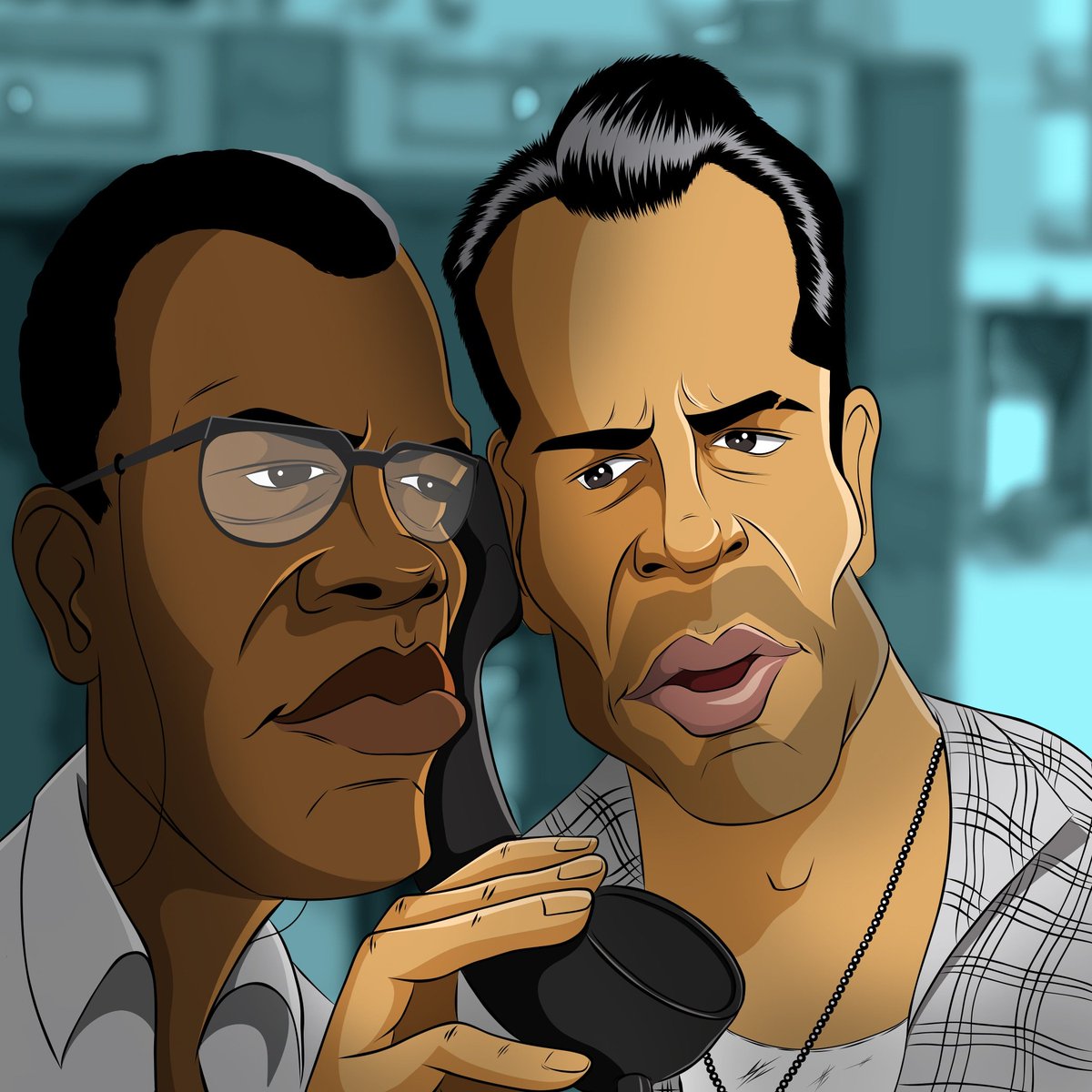 MorgsUK7's tweet photo. Been a while since I posted, thought I'd share a cartoon I did over xmas, enjoy! @samuelLJackson @DieHard @ATRightMovies #cartoon #art #procreate #digitalart #digitalpainting #digitalillustration #art #artists #digitaldrawing #fanart #doodle #artwork #illustration #iPad #movies https://t.co/dYAtr0j0d8