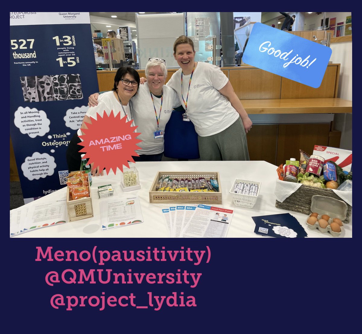 Another successful event 🙌
<a href="/QMUniversity/">QueenMargaretUni</a> 
<a href="/QMUBScHonsNurs/">Master of Nursing and BSc Hons Nursing</a> 
<a href="/QMUPublicHealth/">QMU BSc (Hons) Public Health</a> 
<a href="/QMUPhysio/">QMUPhysio</a> 

#Menopause #Awareness 
#Bonehealth
#osteoporosis