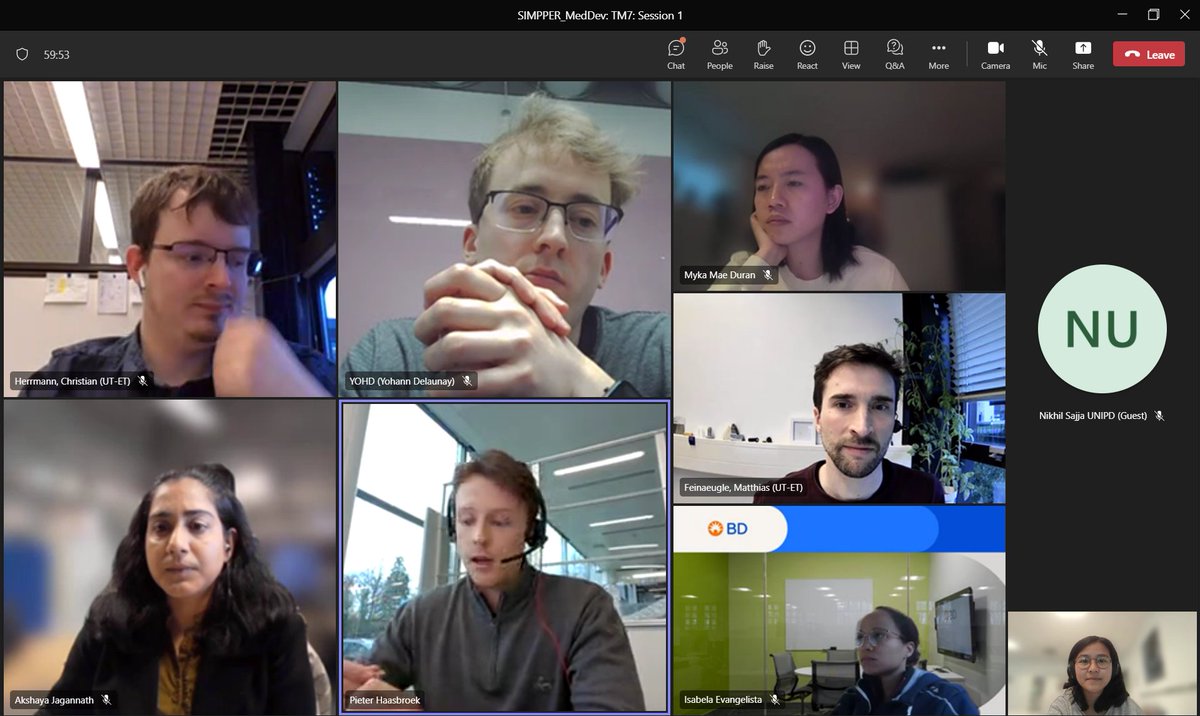 SimpperM's tweet photo. Yesterday the ESRs met virtually for the kick-off meeting of the journal club. This series of meetings will help the ESRs to improve their soft and technical skills. Looking forward to the next meeting!

#SIMPPER_MedDev #simppermeddev https://t.co/O7SIs93yVr