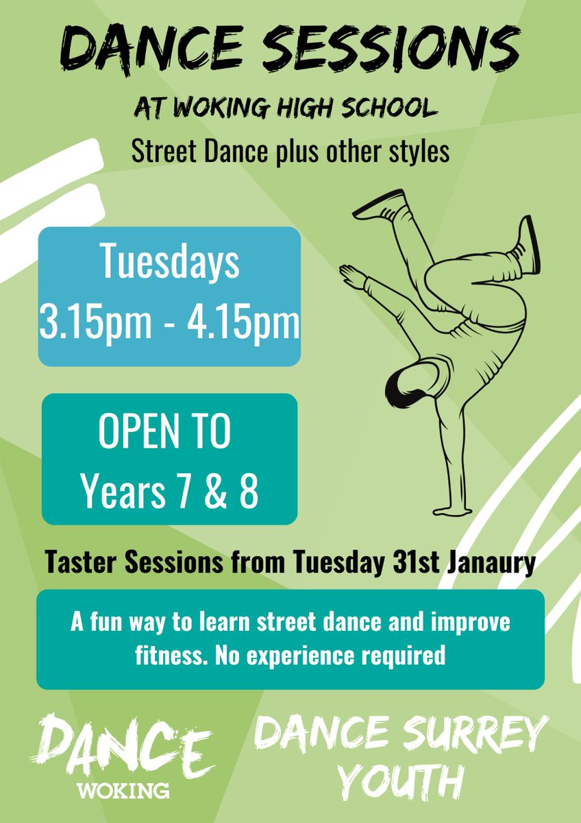 Woking High School (@wokinghigh) on Twitter photo We are very excited that <a href="/DanceWoking/">Dance Woking</a> are leading a Year 7 and 8 Street Dance Club at WHS. The first Taster Session is on Tuesday. Students must email Mrs Wilson by Friday if they wish to attend. We are very excited that <a href="/DanceWoking/">Dance Woking</a> are leading a Year 7 and 8 Street Dance Club at WHS. The first Taster Session is on Tuesday. Students must email Mrs Wilson by Friday if they wish to attend.