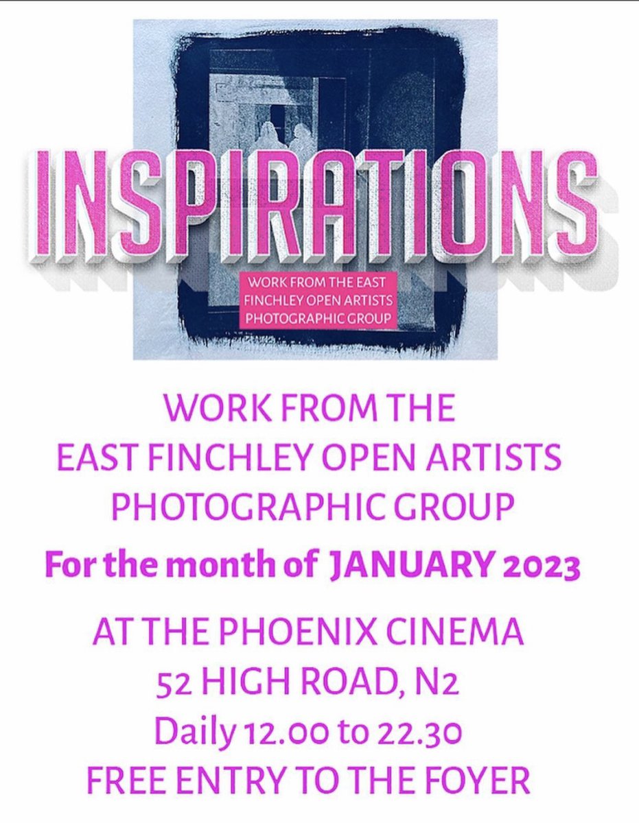 EastFinchOpen's tweet photo. Hello followers! We've been quiet for a while, but we're back on track with upcoming news and events.  A few days left to check out our first joint photo exhibition 'Inspirations'  @Phoenixcinema  - continues until the end of January. https://t.co/v6LYg6eJYs