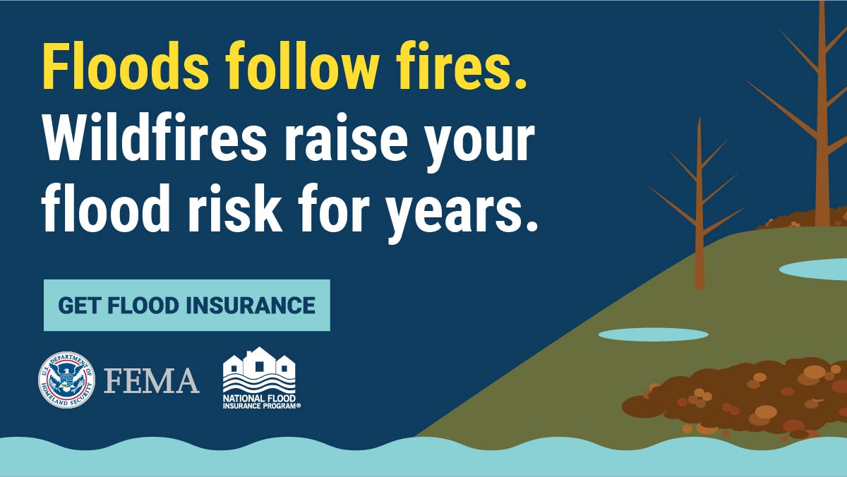 #DYK that floods can occur after wildfires because the ground is unable to absorb water? Be ready by building an emergency kit in case you must evacuate and having digital copies of important documents. 

💧 Get flood insurance: floodsmart.gov

ready.gov/wildfires