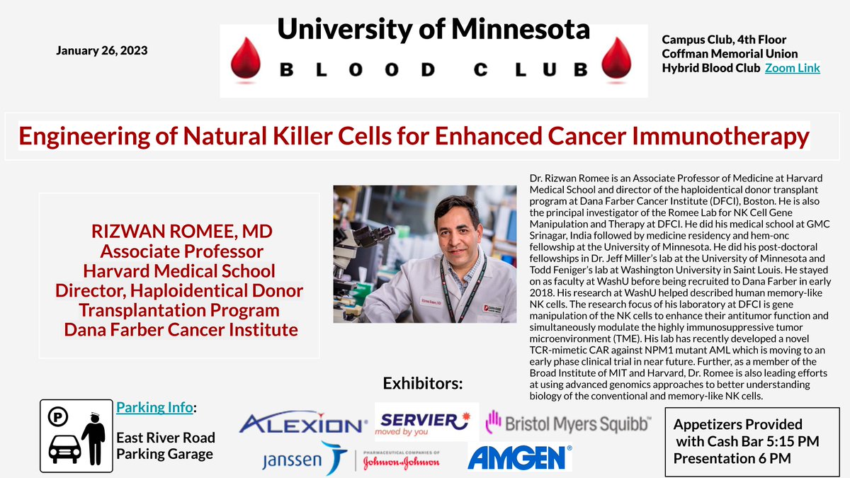 SachsZohar's tweet image. So excited to have NK cell expert and UMN Heme/Onc/Transplant alum, @romeerizwan back in Minnesota today! Looking forward to a terrific talk and catching up with a dear friend #bmt