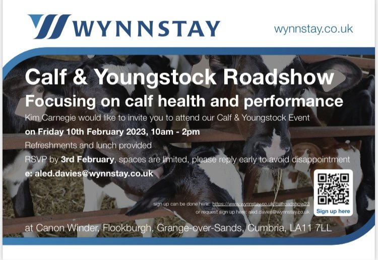 CALF ROADSHOW 2023

Location: Canon Winder,Flookburgh,Grange-over-Sands,Cumbria, LA11 7LL

Book your place here:  wynnstay.co.uk/calfroadshow23

<a href="/ajbrown183/">Aaron Brown</a> <a href="/G_Thomas01/">Georgina Thomas</a> <a href="/yanfarmvets/">Yan Farm Health</a> <a href="/charltoncalf1/">Jessica Yeomans</a>