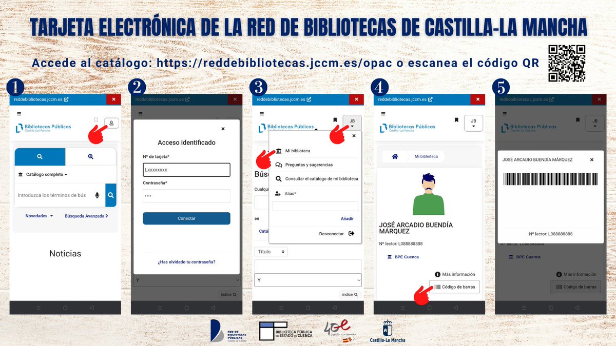 BPECuenca's tweet image. 🪪  ¡¿Todavía no sabes cómo tener tu #TarjetaElectrónica de la Red de Bibliotecas de #CLM en tu móvil 📱?! 😲
¡Es muy sencillo! 😉
Sigue estas instrucciones y llévala siempre contigo 👇