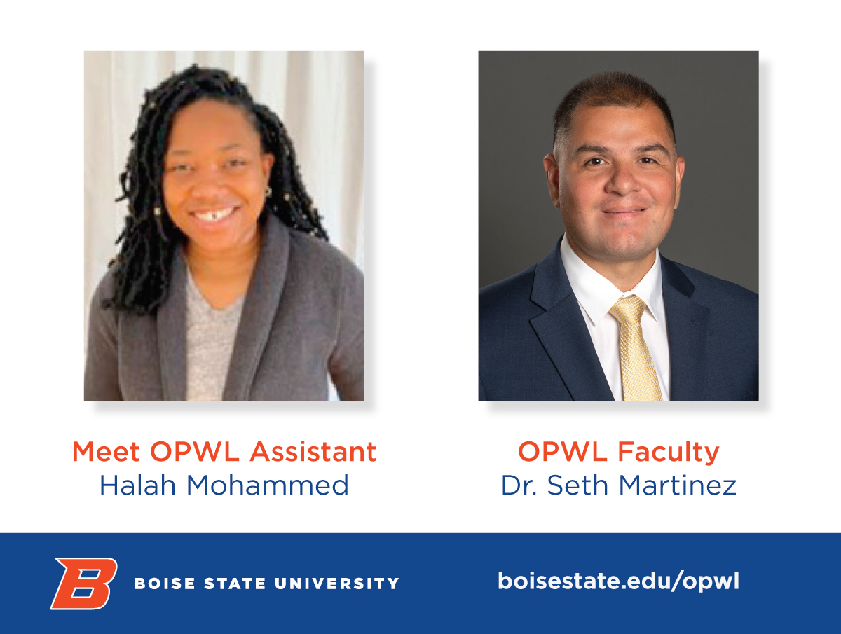 BoiseStateOPWL's tweet photo. Halah Mohammed will be assisting Seth-Aaron Martinez, PhD. She is passionate about adult learning and human performance improvement in online and in person learning environments. https://t.co/8V8EhH88Qu 
#BoiseStateOPWL #performanceimprovement https://t.co/NJFi3jMNF5
