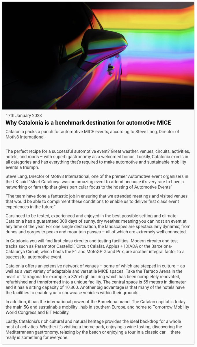 Nice write up in @CITmagazine reflecting on the 
#MeetCatalunya event that we attended back in October.  

#automotiveevents #vehiclelaunchevents #eventprofs