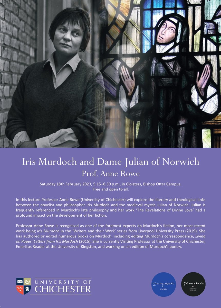 miles_leeson's tweet photo. Our next public lecture at the @IrisMurdoch Research Centre @chiuni will be given by #AnneRowe. Full details on the poster 👇 https://t.co/y5oQ6n7dqy