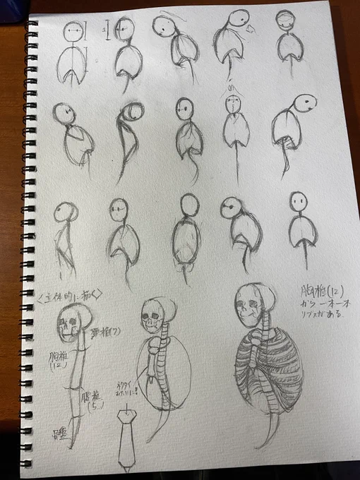 今日の練習(遅刻) 忙しくてあまり描けなかったけど胴体の仕組みを少しは知れたかんじ!!