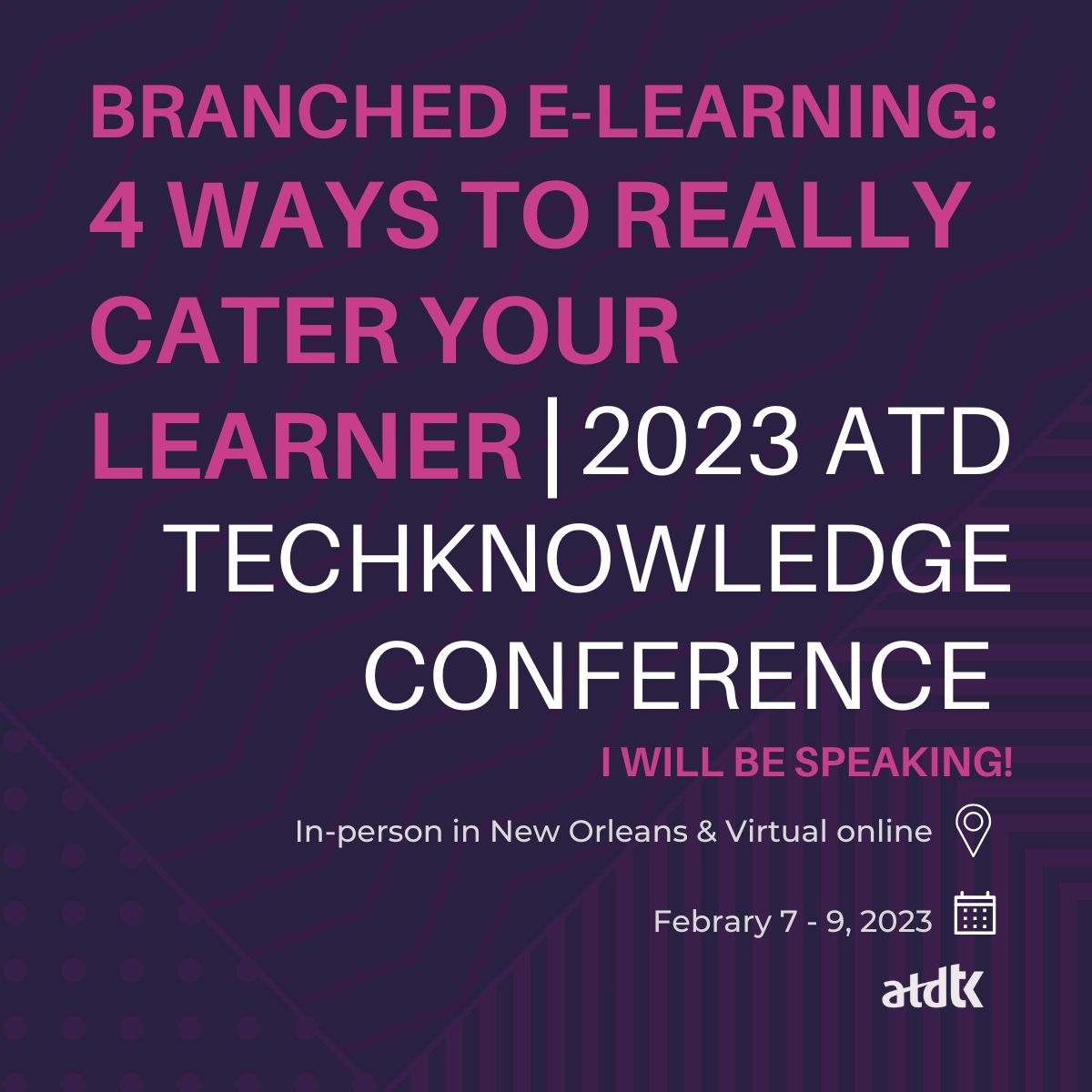 Embrace learning technologies with us at #TK23! Learn about it here: techknowledge.td.org #TK23 kicks off February 7th. I hope you can join my session and all of the great programming at the conference techknowledge.td.org/sessions