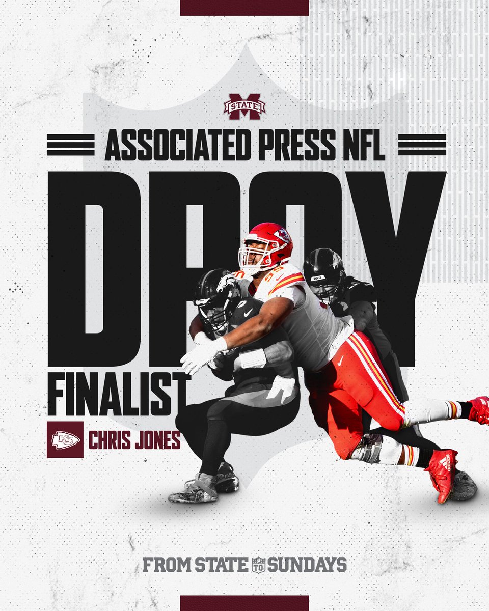 HailStateFB's tweet photo. No surprise here 😏 

Our guy @StoneColdJones is a finalist for @AP NFL Defensive Player of the Year! 

#FromStateToSundays | #HailState🐶 https://t.co/a4QlWJKCxk