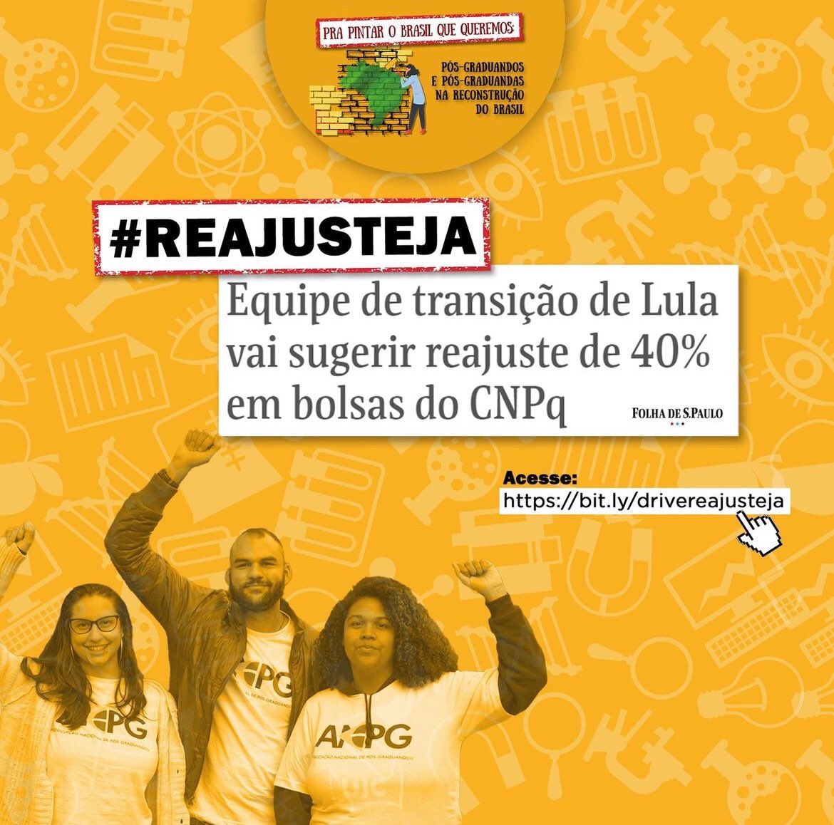 suelenreg97's tweet photo. O compromisso do governo @LulaOficial com a reconstrução nacional passa por dar prioridade à ciência, tecnologia e inovação. Sem mestres e doutores produzindo, o país não cresce! Valorizem quem pesquisa! #ReajusteJa https://t.co/oCtCRdY7UT