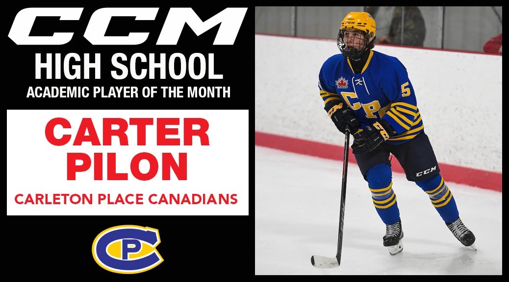 TheCCHL's tweet photo. RELEASE | @CPCANADIANS 2005 D &amp; Carp, ON native Carter Pilon named @CCMHockey High School Academic Player of the Month for December. 

📷 https://t.co/ijdDBvZFGg
Graphic | Mark Kelly

🗞️ | https://t.co/QHtBngaSaM https://t.co/ApMweN3yEC