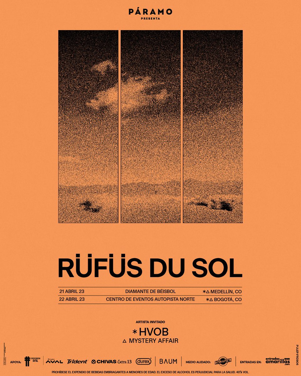 paramo_presenta's tweet image. ¡Es un hecho! La banda con la fiesta más apoteósica del planeta aterriza en Medellín y Bogotá con su live show completo, @rufusdusol nos espera los próximos 21 y 22 de abril para una noche de puro baile junto @HVOB_official, redondeando una nómina de lujo💣💥