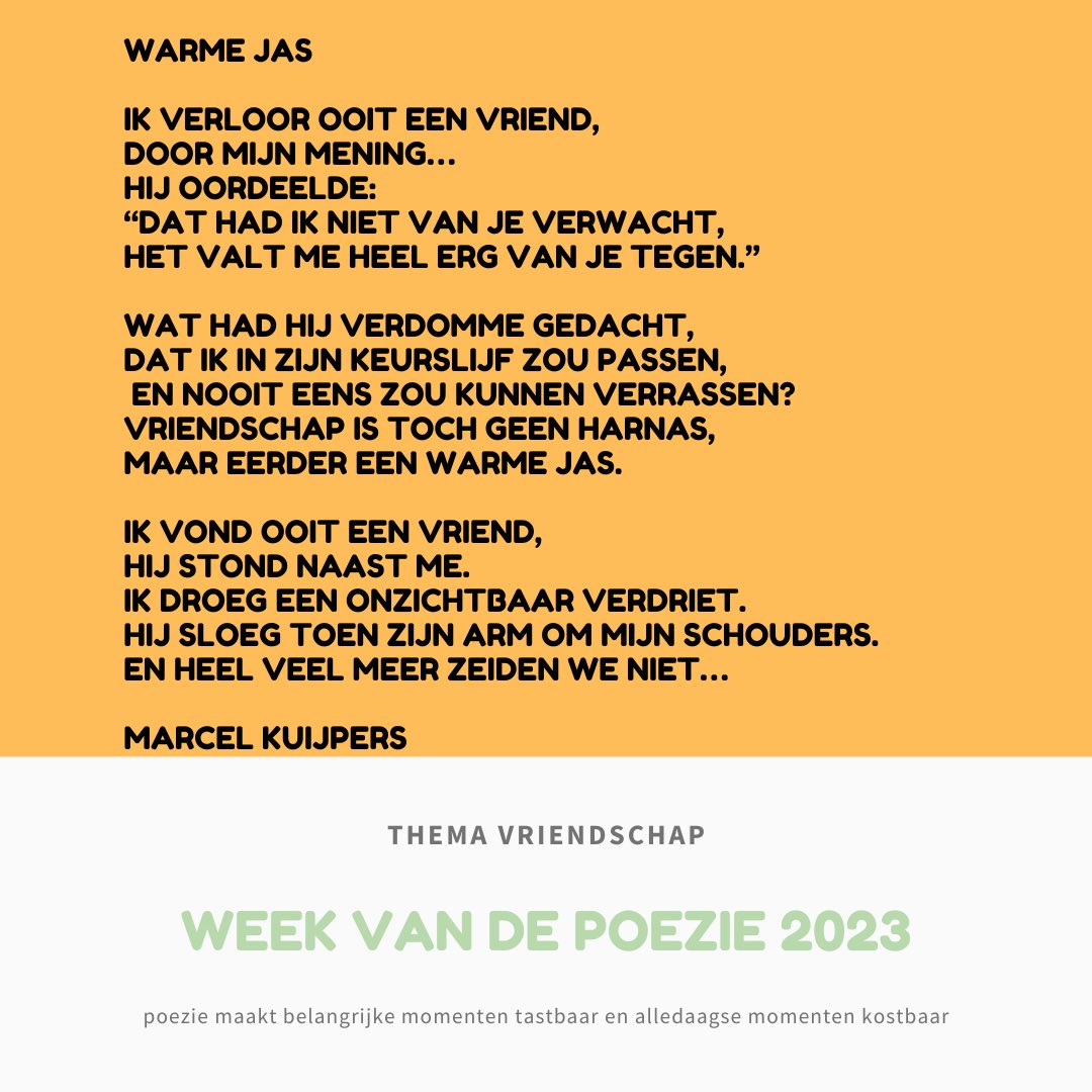 Kunstkring's tweet photo. Vandaag begint de Poëzieweek. Een mooi initiatief om de donkere januaridagen een poëtische invulling te geven. Wij trakteren u graag een week lang op een lokaal gedicht rond het thema ‘vriendschap’. https://t.co/6ikP1KOJKN
