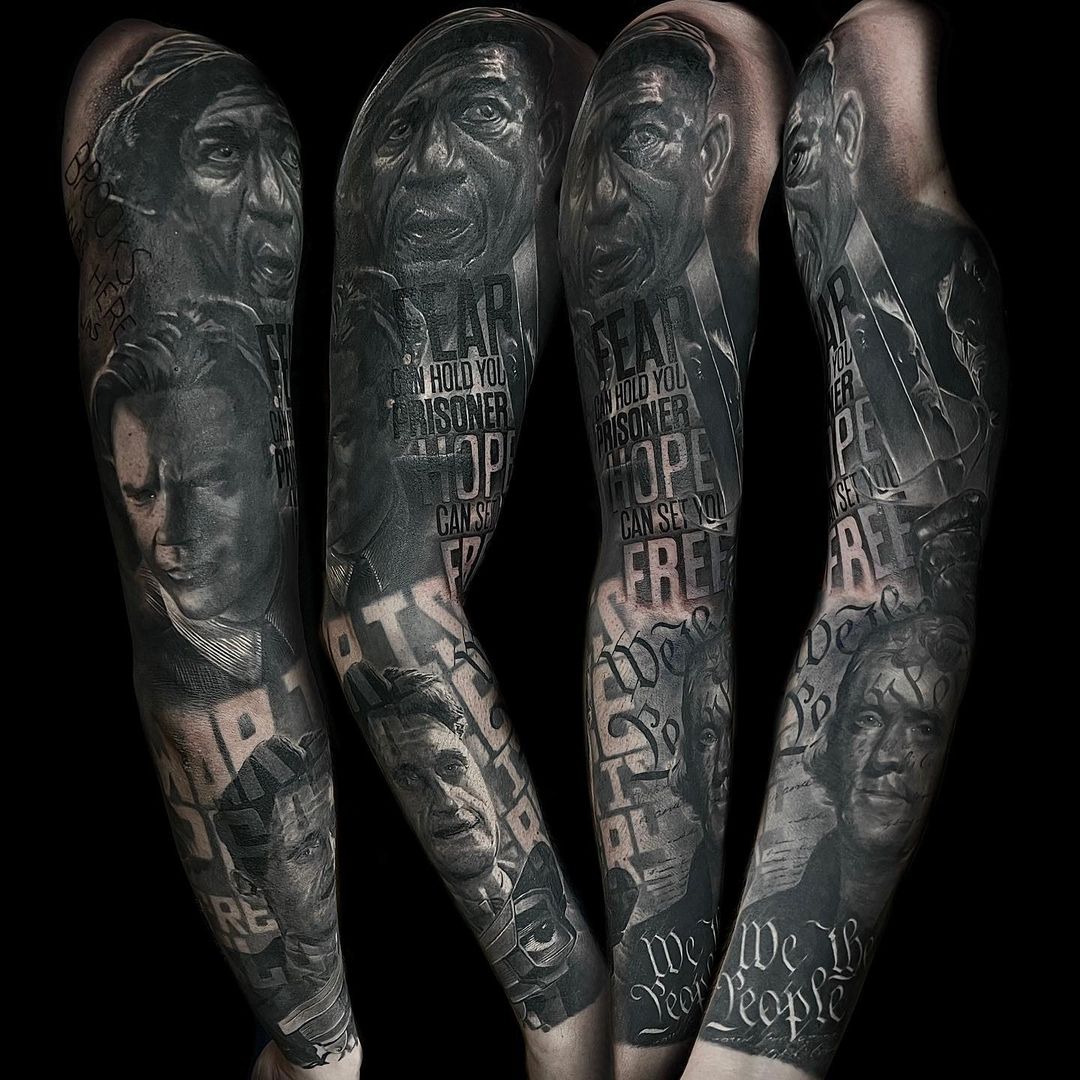 Killer black and grey sleeve by Jiri Vintr with #killerinktattoo supplies!

#killerink #tattoo #tattoos #bodyart #ink #tattooartist #tattooink #tattooart #blackandgrey #blackandgreytattoo #sleevetattoo #tattoosleeve