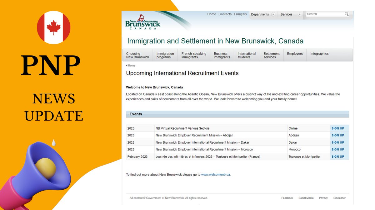 7thLaurelcanada's tweet photo. Welcome to New Brunswick, #Canada.
Upcoming International Recruitment Events.
https://t.co/L1F3l3g9Tx
#Canada #pnpprogramcanada #7thlaurelimmigration #workpermit #studentpermit #visatocanada https://t.co/d9B2CdOCNO