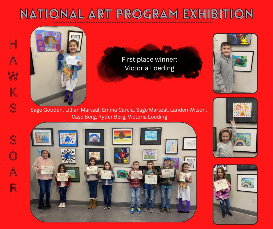 Congratulations to Mrs. Soos' and her art students that were winners at the National Art Program Exhibition. Way to go Hawks! #hawkssoar #SDOCgoodtogreat