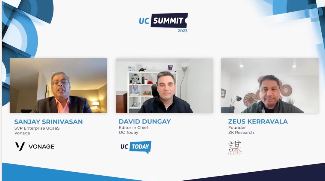 zkerravala's tweet photo. Check out my #UCSummit session with Sanjay Srninivasan of @Vonage and @BizTecGuru of @uctodaynews as we discuss the value of a converged #UCaaS #CCaaS Platform. Check it out! #cloud #communications #contactcenter #ucoms #CX #DX #CustomerExperience
https://t.co/aoUFR77k9L https://t.co/RalfpU3AUY
