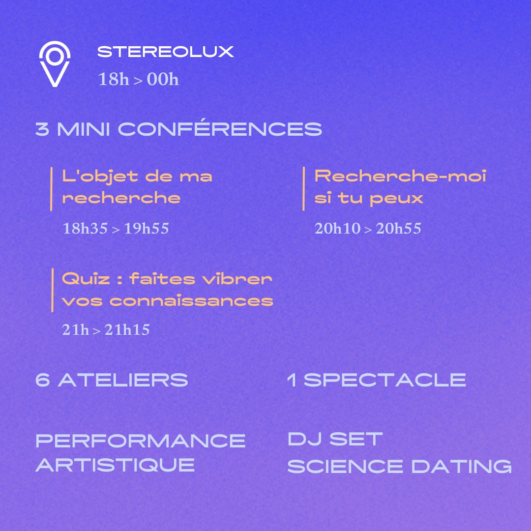 ☁ Plus qu’une semaine avant la Nuit Blanche des Chercheur·es ! Il est encore temps de voir/revoir la programmation avant de se retrouver le 2 février à <a href="/Stereoluxnantes/">Stereolux / Scopitone</a>, la <a href="/Halle6Ouest/">Halle 6 Ouest</a> ou en live sur Youtube !
👉 nbc.univ-nantes.fr 

#NBCNantes