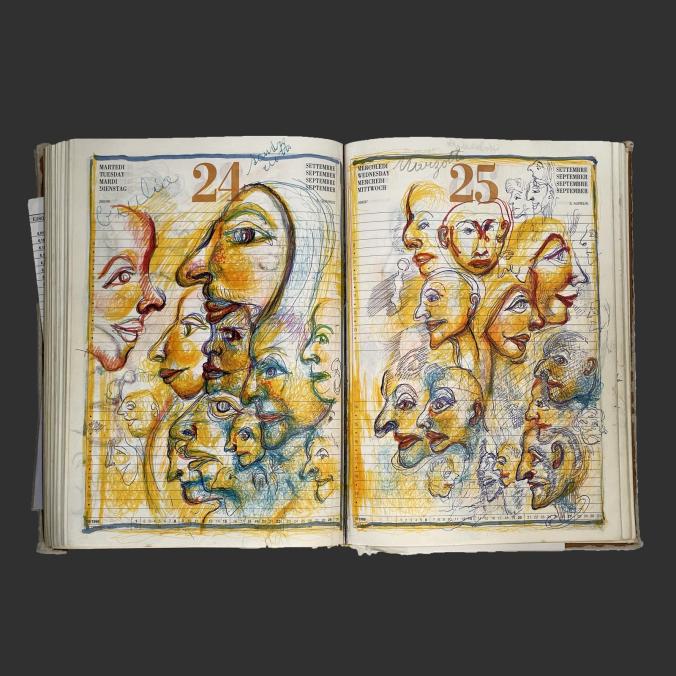 DanKasoNFT's tweet image. The journey has begun. We reveal one page a day from DanKaso&apos;s secret diary: a window into the creative mind of a genius. Discover the early drafts and creation processes. #artistdiary #drafts #creationprocess #NFT #artists #NFTCollection