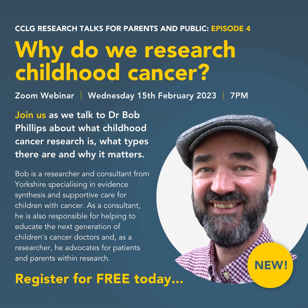 cclguk's tweet photo. 📣 Brand-new #ChildhoodCancerResearch
 webinar coming up on #ICCD2023 - 15 February 🎗

Led by the amazing @drbobphillips , this webinar will discuss what childhood cancer research is, what types there are, and why is matters 💛

Register for FREE now 👉https://t.co/0QOsZoyXpY https://t.co/sI6BE5IBU2