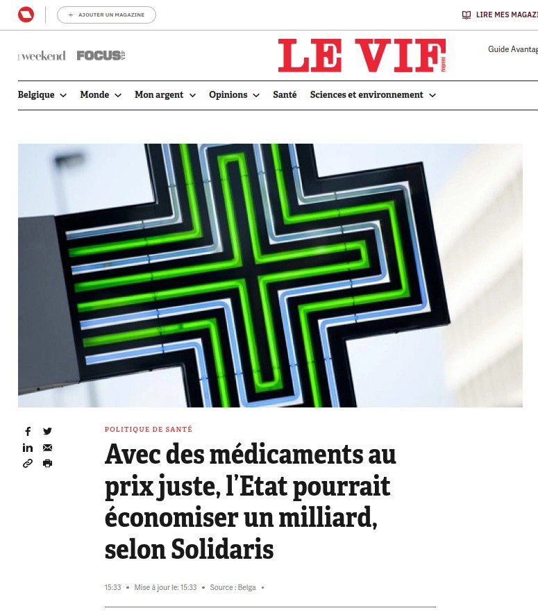Sofie_Merckx's tweet photo. Tandis que le gouvernement choisit de combler le trou dans le budget via des #accises sur nos factures d'énergie, @Solidariswal montre qu'on pourrait économiser un milliard d'euros sur les profits de Big Pharma. #Priorités https://t.co/muZ1oqaV4Q