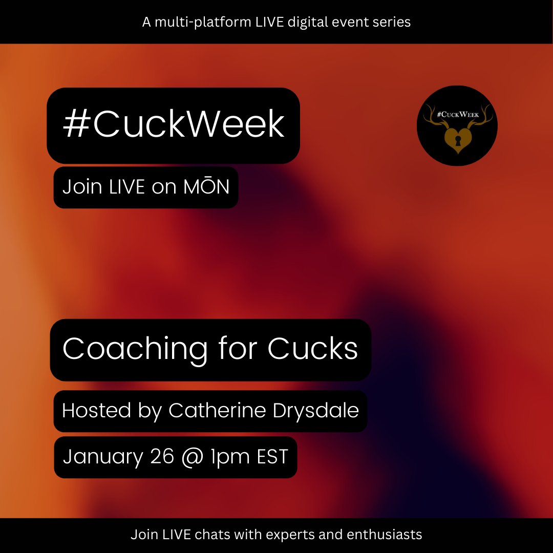 TheMONApp's tweet photo. TODAY: #CuckWeek continues with more chats! Join
Sex + Relationship Coach @urpleasurepath LIVE on @TheMONApp at 1pm EST for COACHING FOR CUCKS.
Follow @CuckWeek and visit https://t.co/Fjmb21IleM for more info on Catherine!
Join for FREE: https://t.co/TEwp3Cbqnk https://t.co/9rGu2Qgm0h