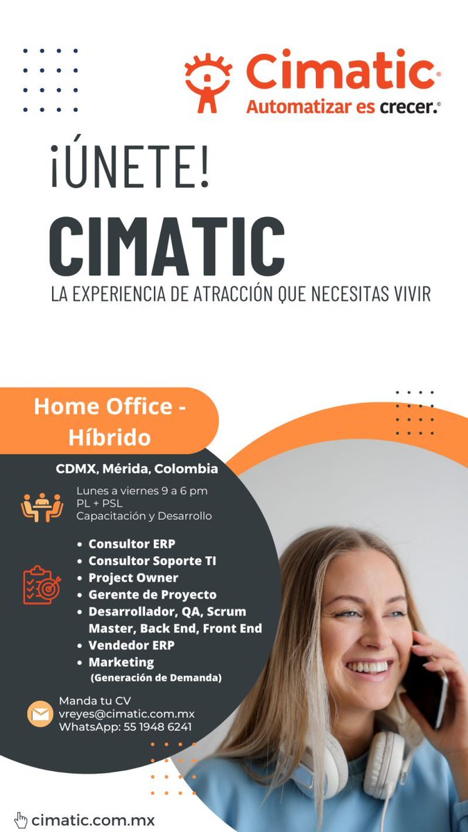 cimatic's tweet photo. En #Cimatic estamos en #búsqueda de tu #experiencia y de tus #habilidades #profesionales.

#Transforma tu vida laboral con nuestro #equipodetrabajo

¡Visitanos!
https://t.co/UJq2Wnlaf6

#talentodigital #empleosti #erpsoftware  #experiencia #oportunidadeslaborales https://t.co/yMKZ3GFKJF