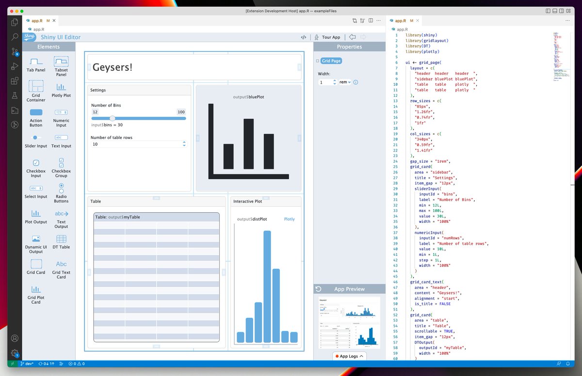 After a long holiday break, a new release of {ShinyUiEditor}! The main features of this release include a new #vscode extension and some handy keyboard shortcuts. We are excited to bring the UI editor to more places and to make interacting with it more natural.