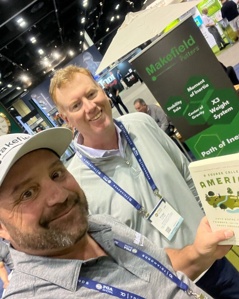 Make_putt's tweet photo. Thanks to NY Times Best Selling Author, @coynewriter for stopping by our booth! @dyndagolf makefieldputters #makefieldputter #makefield #makeputt #golf #golfswing #golflife #golflove #golfer #pga #pgashow #pgashow2023 #golfpro #golfprofessional #golftips #golfaddict #golfing https://t.co/UJXk7ROcUX