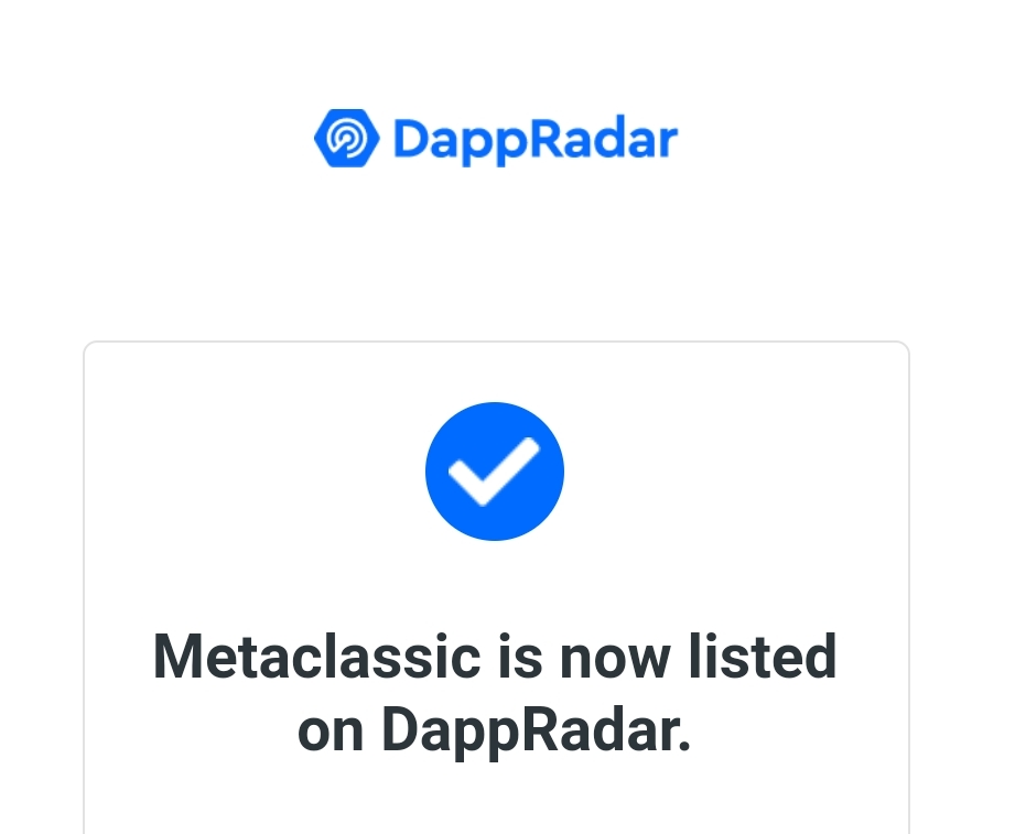 metaclasic's tweet photo. 🟢🟢🟢🟢
Dappradar has added the MTC project.
https://t.co/eoFXvzRyhd
#coinpaprika #metaclasic #mtctoken #MTC https://t.co/XNP0mJWuG4