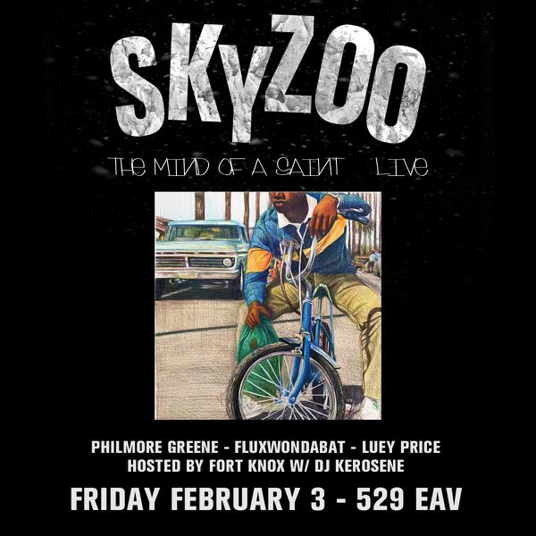 PhilmoreGreene's tweet photo. 2/3 I’m rockin’ out w/ my bro @skyzoo for “The Mind of a Saint” live show down in ATL! First show of 2023! It’s on!!
#TheMindOfASaint #CostOfLiving #skyzoo #philmoregreene #hiphop #ATL #Chicago #NYC #emcee #liveshow https://t.co/iYzYykXMyi
