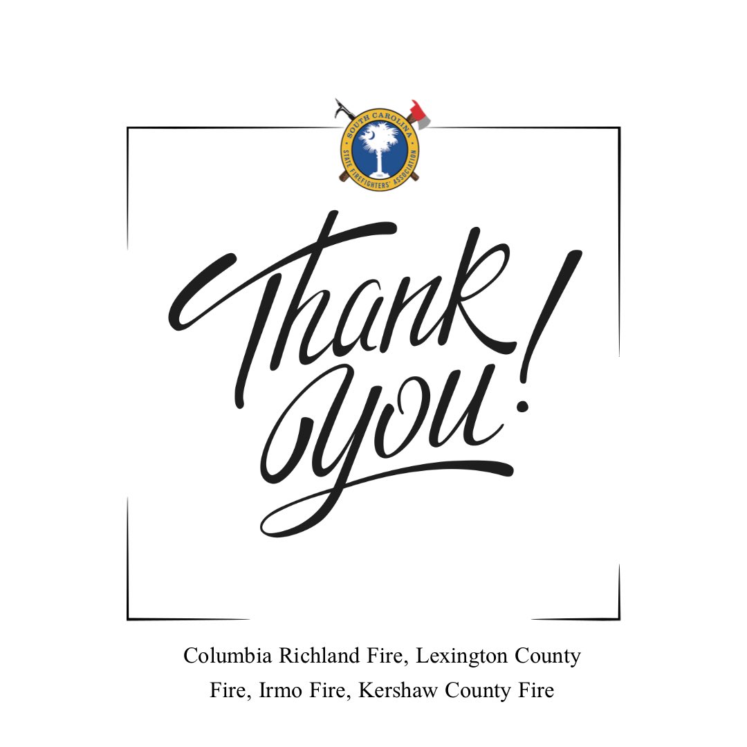 scfirefighters's tweet photo. FSIC wouldn’t be possible without the support of local agencies. Thank you @ColaFire, @LexingtonCounty Fire, @IrmoFire, + @KershawCountySC Fire 👏🤝 https://t.co/GZo8HCUbpy