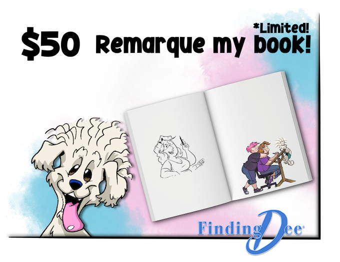 DeeBrisbyFish's tweet photo. Want to #BOOST your #reward on the FINDING DEE #Kickstarter?! Get your book "Dee"marqued with an original #SKETCH! #remarked #remarqued #remark #remarque #originalart https://t.co/XPvpvMQ4VU https://t.co/FrcYpVscU2