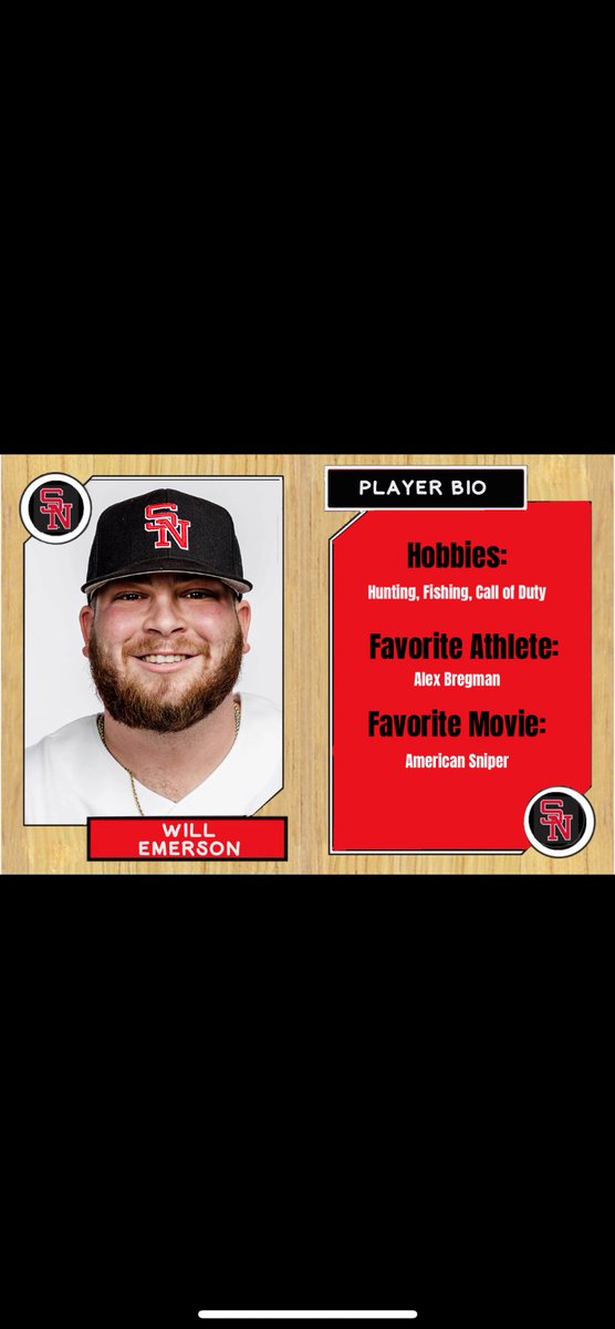 SNUBaseball's tweet photo. ‼️ Know your Storm‼️ 

⚾️ SR: Will Emerson (@willycraig9)
⚾️ Hometown: Choctaw, OK
⚾️ Major: Business Administration
⚾️ 4 year member of SNU Baseball 
#Boltsup⚡️ https://t.co/YL3BjcdZxd