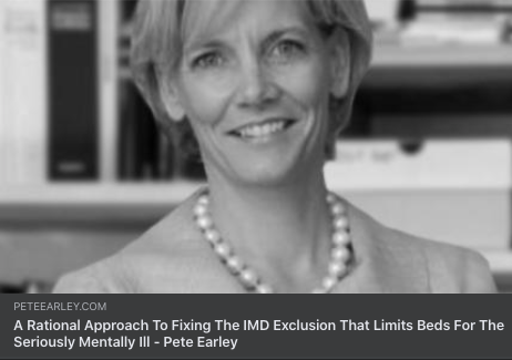 Rational Approach To Fixing IMD Exclusion That Limits Beds For #SeriouslyMentallyIll by @peteearley @ bit.ly/3WCfUkp suggests how Congress can get it right this time: create different bed limitations for different kinds of facilities. Totally agree! #smi #imdexclusion