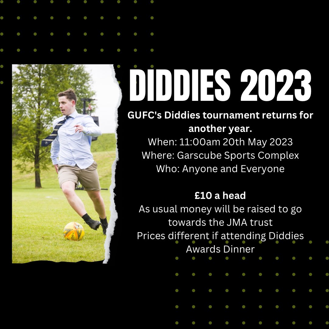 GlasgowUniFC's tweet image. Just a reminder and a few more details for our football-full diddies day for students and alumni on the 20th of May.
Get signing up at: bit.ly/diddies
