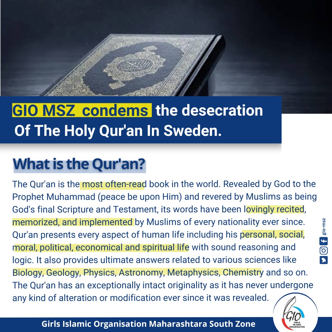 Giomsz1's tweet photo. GIO MSZ condems the desecration of the Holy Qur'an in Sweden.
#Quran #Sweden #IslamForAll #MuhammadMercyForMankind #MuhammadForAll #KnowIslam https://t.co/g4WO91ivOT