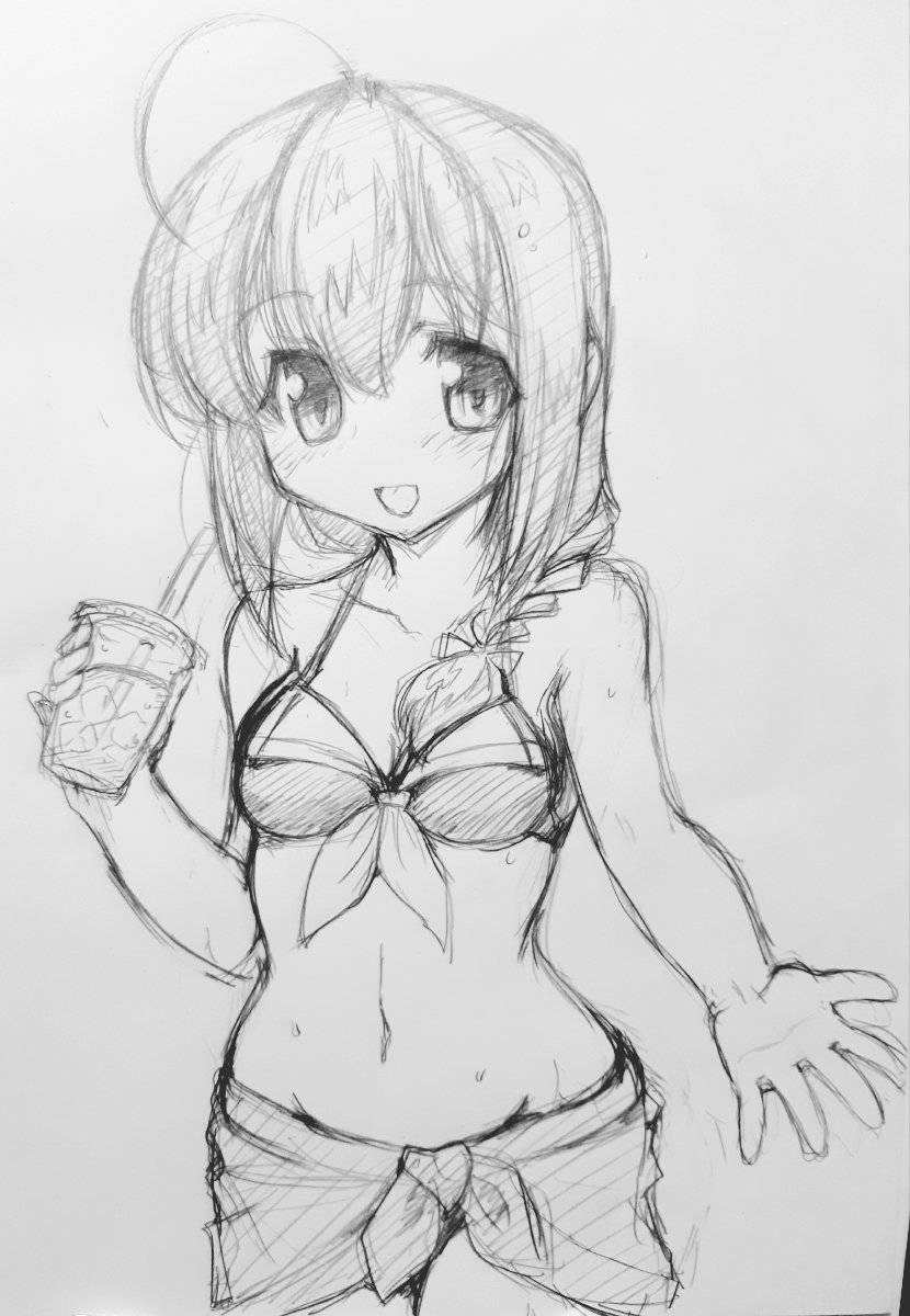 #くそ寒いので水着絵を貼る
ふるいのもまぜまぜ時雨さん 