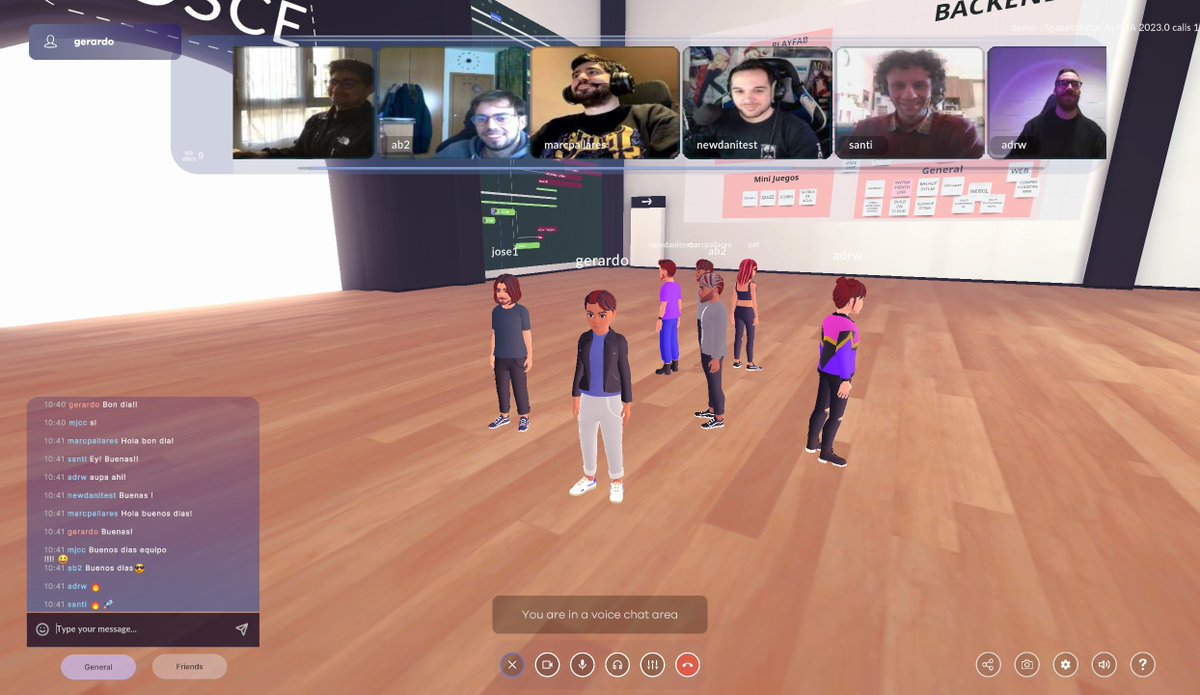 #Release 2023.1 coming in mid-February:

✓ Group meeting calls
✓ 1 to1 meeting calls
✓ Multiple voice areas
✓ Screen sharing

Already testing it during our team meetings 💪

#BuildTheFuture &amp; #EmpowerYourTeam with #Spacecreator