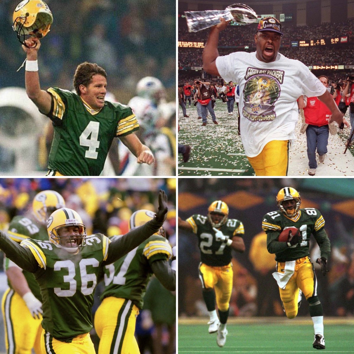 PackersHistory1's tweet photo. In honor of the 26th anniversary of the Green Bay Packers’ Super Bowl XXXI victory let’s all remember just how dominant that team was down the stretch.

In the final eight games of the season including the playoffs—all wins—the Packers outscored their opponents 262-93.

Bullies. https://t.co/g5loN1sSOi
