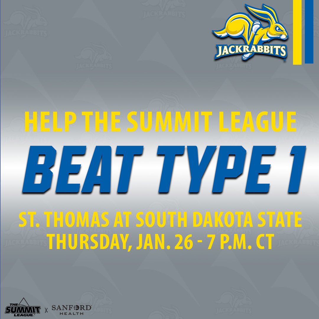 TheSummitLeague's tweet photo. .@GoJacksWBB is helping us and @SanfordHealth increase awareness to #BeatType1 Diabetes tonight against St. Thomas‼️
 
Learn more about #BeatType1 ➡ https://t.co/akSh4oXP3y
 
#ReachTheSummit x #March2TheSummit https://t.co/NNwOYcbzhZ