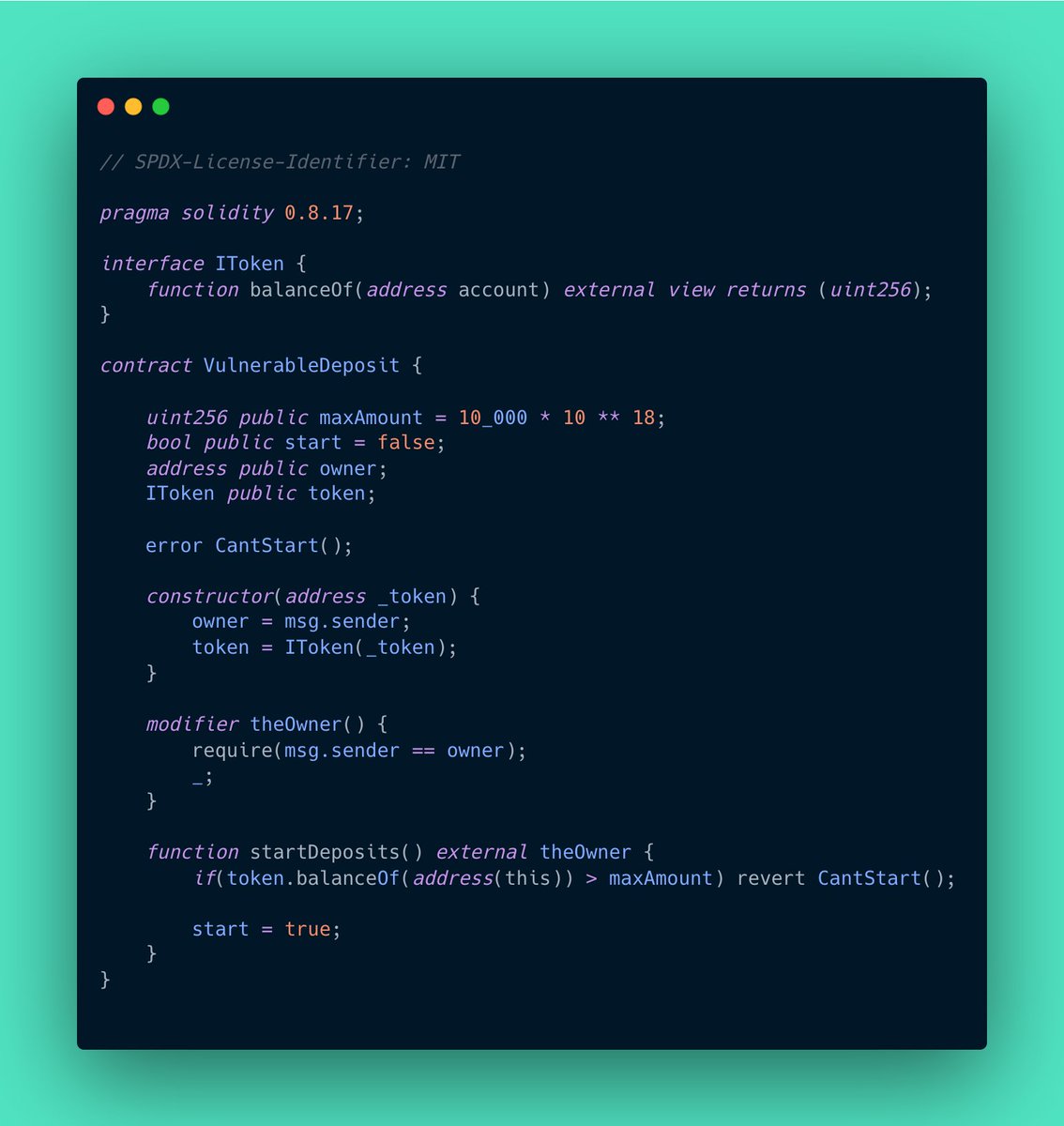 polthedev's tweet image. 🚨 What is wrong with the following smart contract?