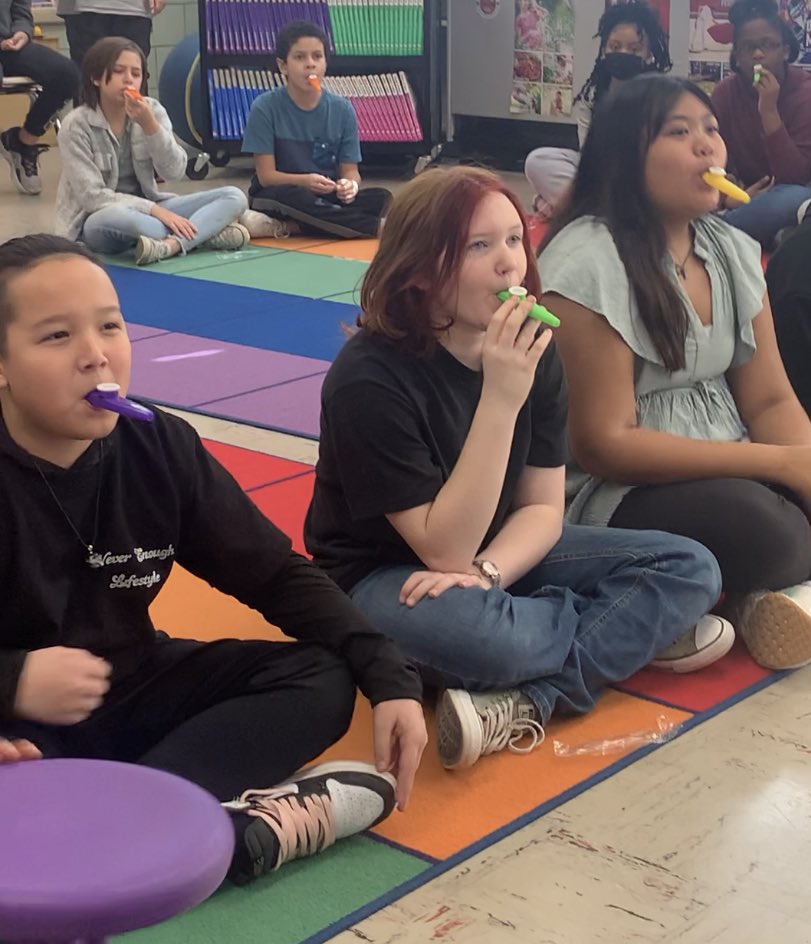 RosemaryLathrop's tweet photo. PHES Ss are celebrating upcoming National Kazoo Day this week! Besides being fun, this magical ins has the power to make shy kids BRAVE to explore their voice and proud to participate 💗 It’s been a treat to witness their confidence and smiles 🎵 https://t.co/cCsJBU1FxS