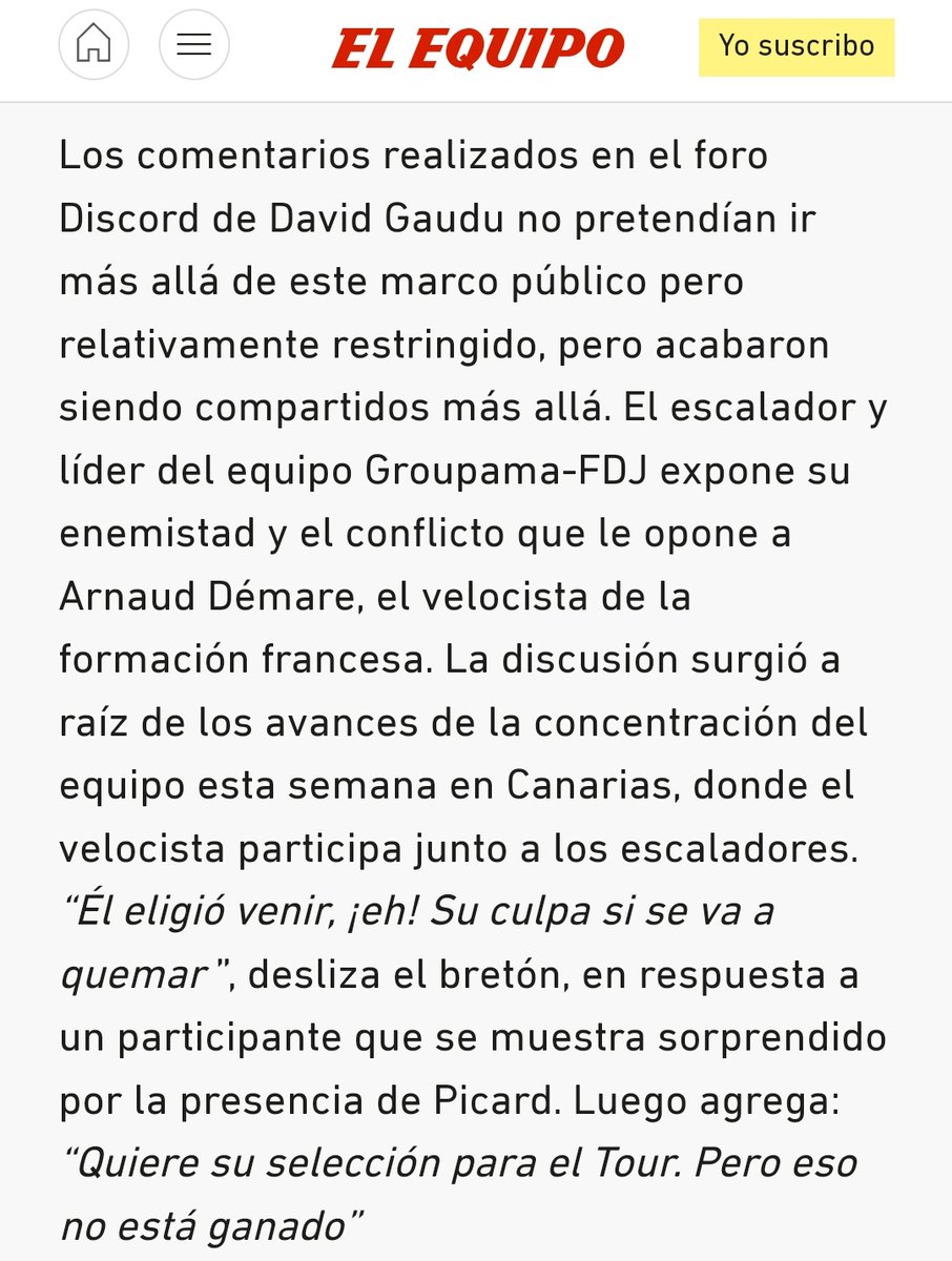 mikeilundain's tweet photo. ¿Guerra civil en la FDJ?
Madiot estará contento, creo que se le escucha gritar a Gaudu desde mi casa.

Por cierto, me encanta que Google traduzca hasta L'Equip 🤣🤣🤣 https://t.co/qx0QoM2T7I